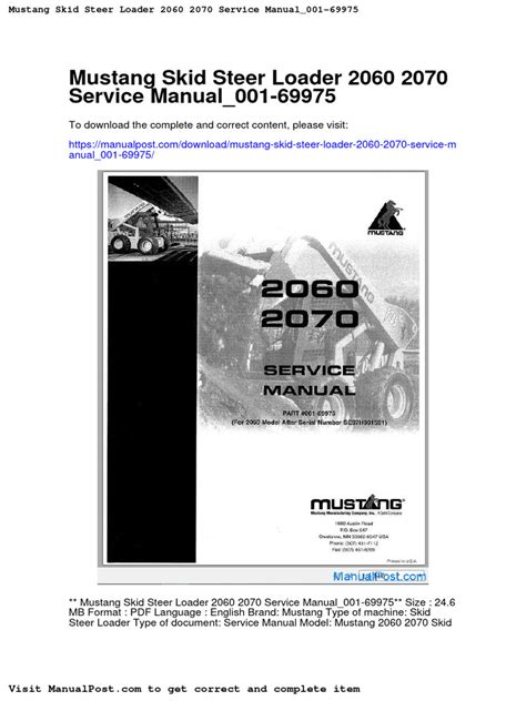 mustang skid steer 2070 service manual|2003 mustang 2070 specs.